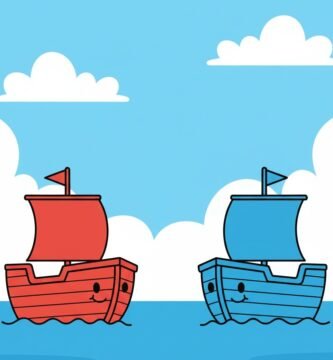 The ship of theseus paradox, illustrated by two colourful boats
