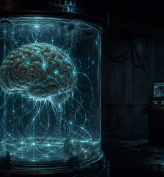 The brain in a vat depicted