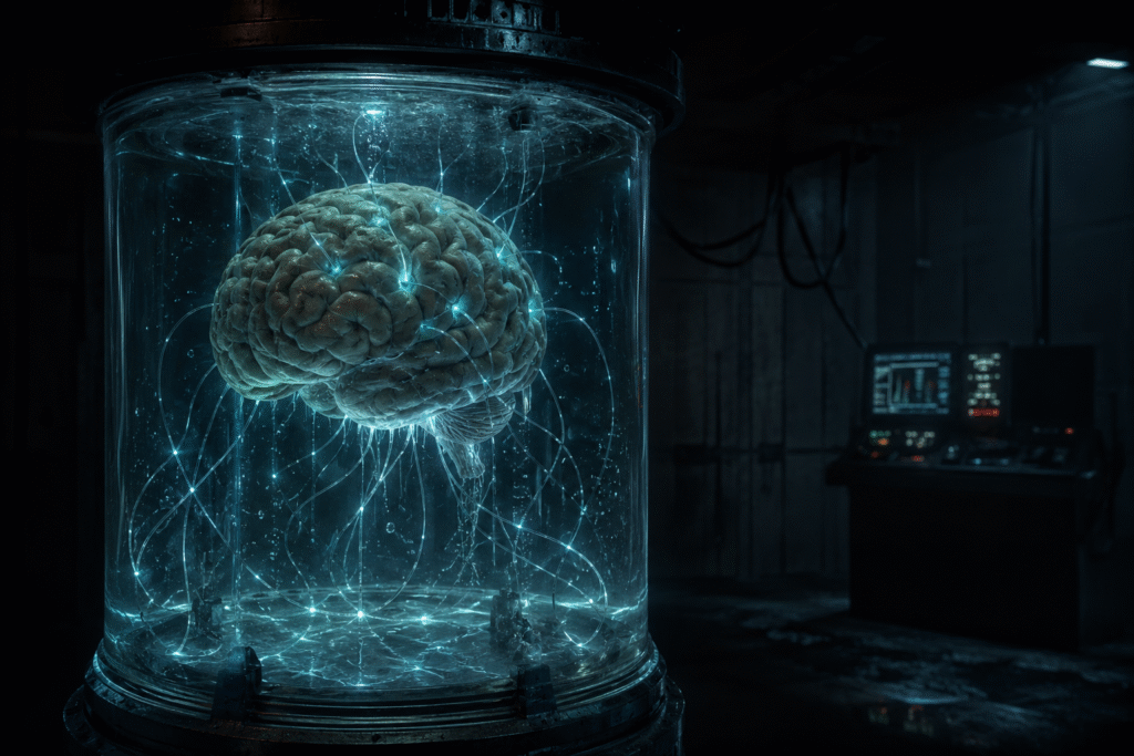 The brain in a vat depicted